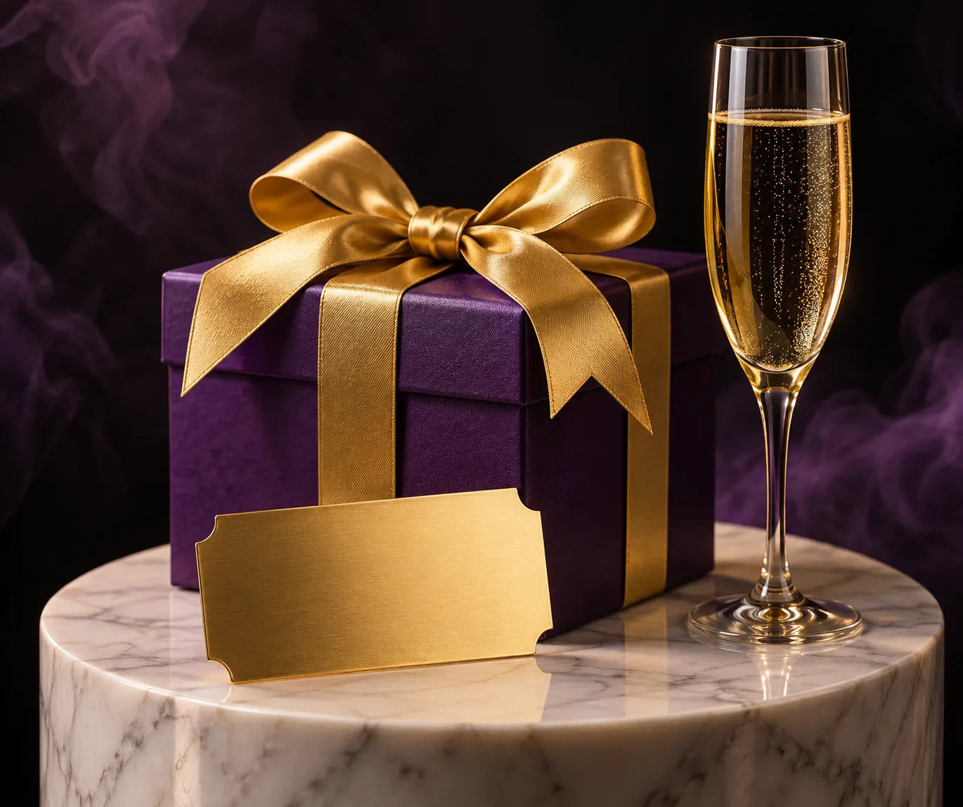 Gift box and ticket on a pedestal representing a bonus deposit step