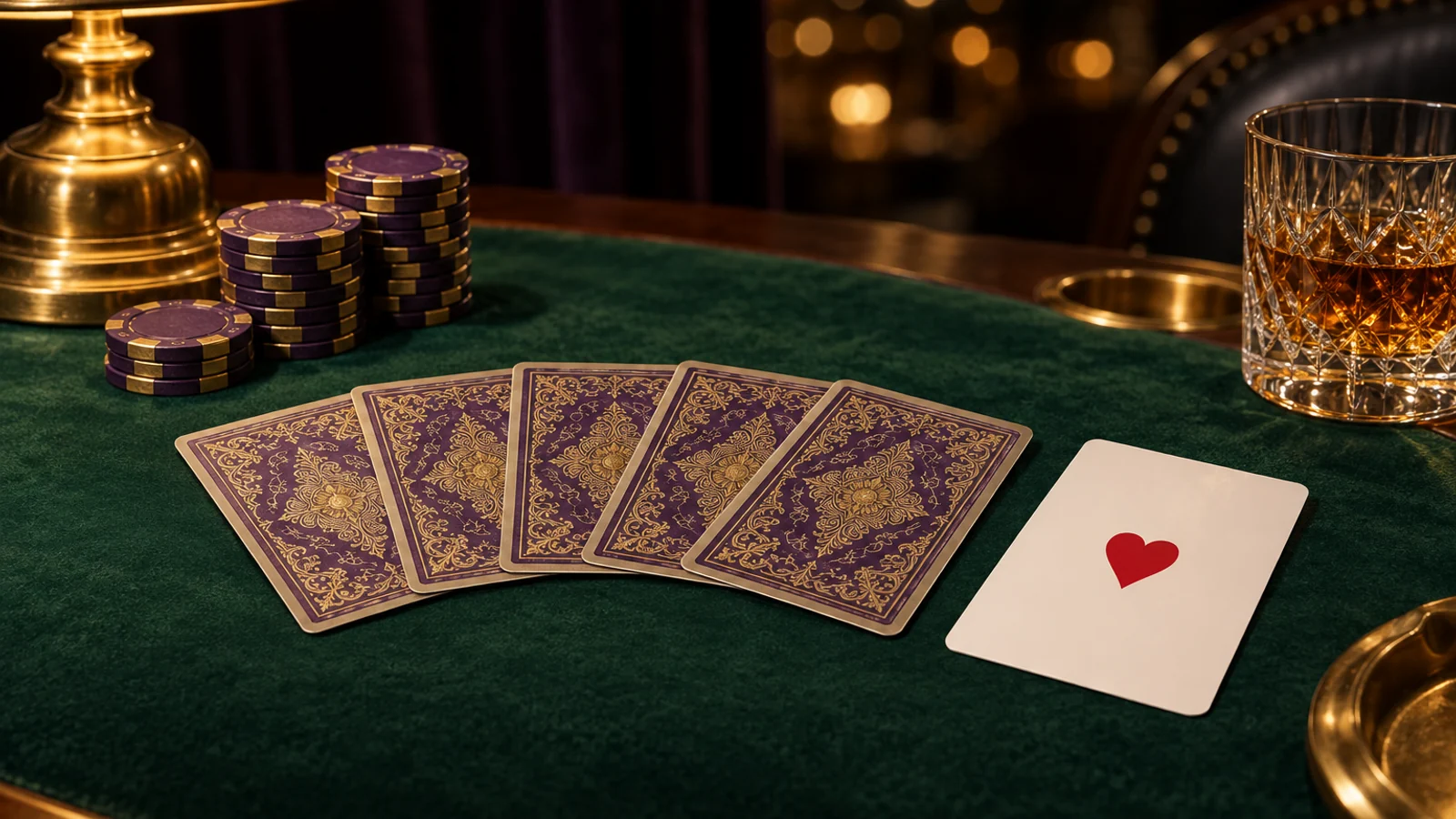 Card table on a themed casino gaming floor